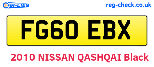 FG60EBX are the vehicle registration plates.