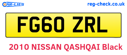FG60ZRL are the vehicle registration plates.