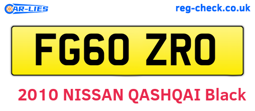 FG60ZRO are the vehicle registration plates.