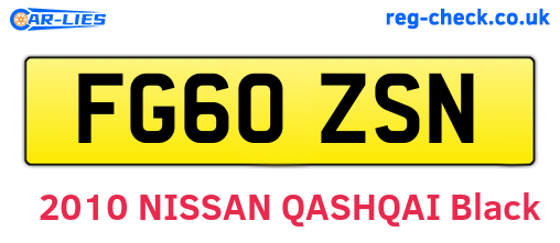 FG60ZSN are the vehicle registration plates.