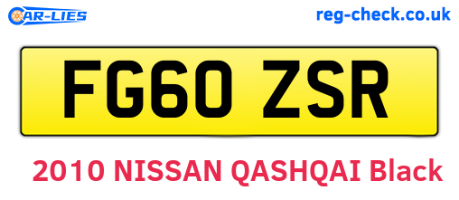 FG60ZSR are the vehicle registration plates.