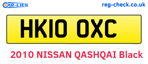 HK10OXC are the vehicle registration plates.