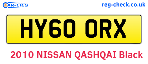HY60ORX are the vehicle registration plates.