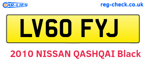 LV60FYJ are the vehicle registration plates.