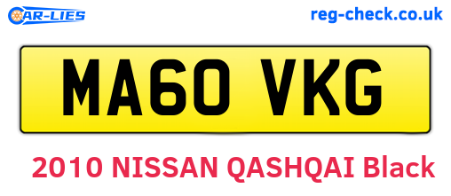 MA60VKG are the vehicle registration plates.