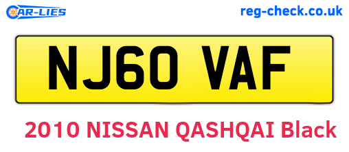 NJ60VAF are the vehicle registration plates.