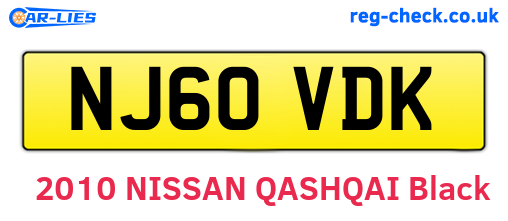 NJ60VDK are the vehicle registration plates.