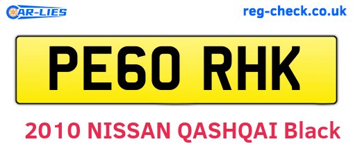 PE60RHK are the vehicle registration plates.