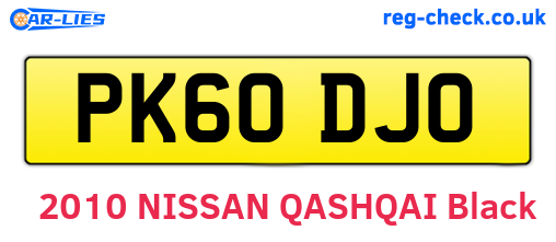 PK60DJO are the vehicle registration plates.