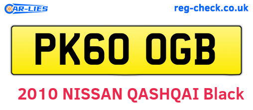 PK60OGB are the vehicle registration plates.