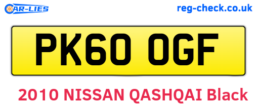 PK60OGF are the vehicle registration plates.