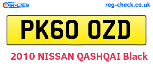 PK60OZD are the vehicle registration plates.