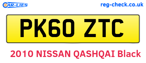 PK60ZTC are the vehicle registration plates.