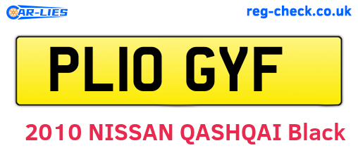 PL10GYF are the vehicle registration plates.