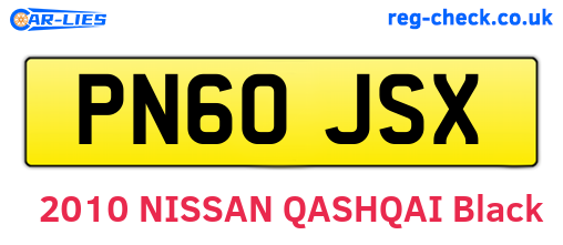 PN60JSX are the vehicle registration plates.
