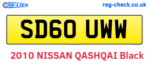 SD60UWW are the vehicle registration plates.