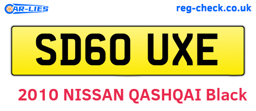 SD60UXE are the vehicle registration plates.