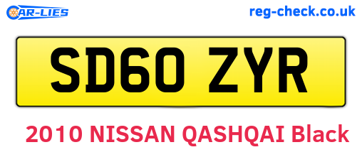SD60ZYR are the vehicle registration plates.
