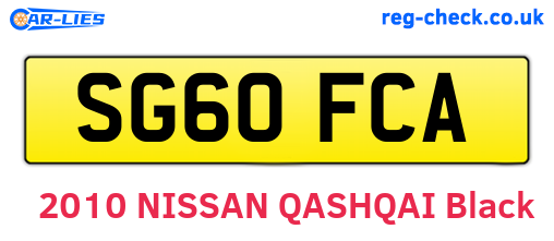SG60FCA are the vehicle registration plates.