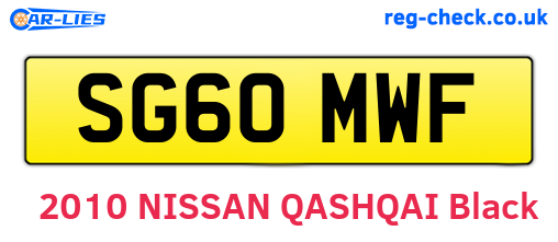 SG60MWF are the vehicle registration plates.