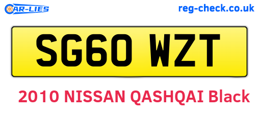 SG60WZT are the vehicle registration plates.
