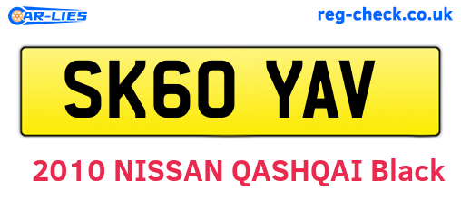SK60YAV are the vehicle registration plates.