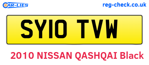 SY10TVW are the vehicle registration plates.