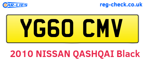 YG60CMV are the vehicle registration plates.
