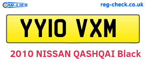 YY10VXM are the vehicle registration plates.