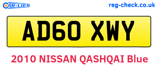 AD60XWY are the vehicle registration plates.