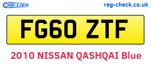 FG60ZTF are the vehicle registration plates.