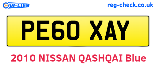 PE60XAY are the vehicle registration plates.