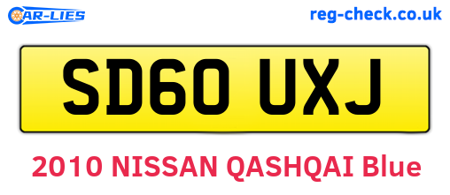 SD60UXJ are the vehicle registration plates.