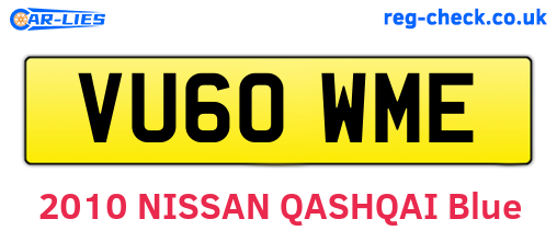 VU60WME are the vehicle registration plates.