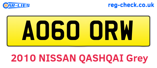 AO60ORW are the vehicle registration plates.