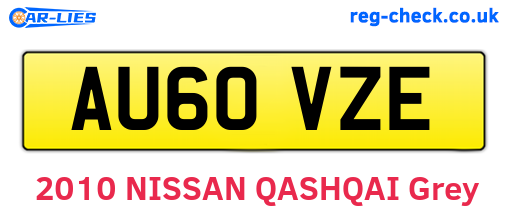 AU60VZE are the vehicle registration plates.