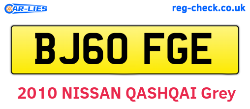 BJ60FGE are the vehicle registration plates.