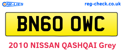 BN60OWC are the vehicle registration plates.
