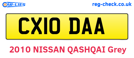 CX10DAA are the vehicle registration plates.