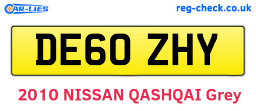 DE60ZHY are the vehicle registration plates.
