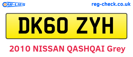 DK60ZYH are the vehicle registration plates.