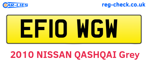 EF10WGW are the vehicle registration plates.