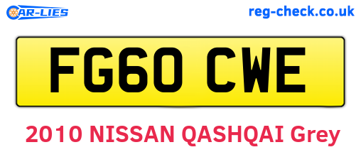 FG60CWE are the vehicle registration plates.