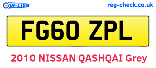 FG60ZPL are the vehicle registration plates.