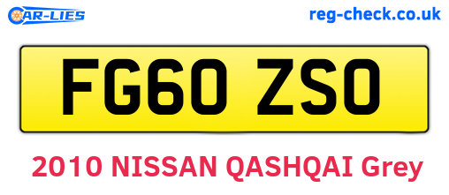 FG60ZSO are the vehicle registration plates.