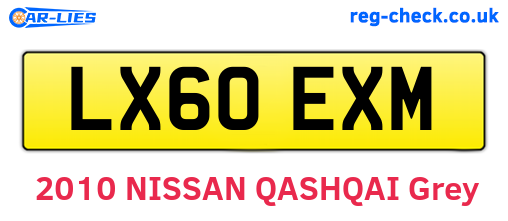 LX60EXM are the vehicle registration plates.