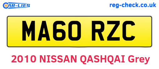 MA60RZC are the vehicle registration plates.