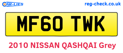 MF60TWK are the vehicle registration plates.