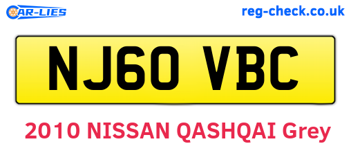 NJ60VBC are the vehicle registration plates.