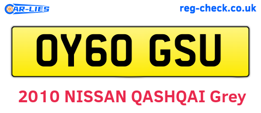 OY60GSU are the vehicle registration plates.